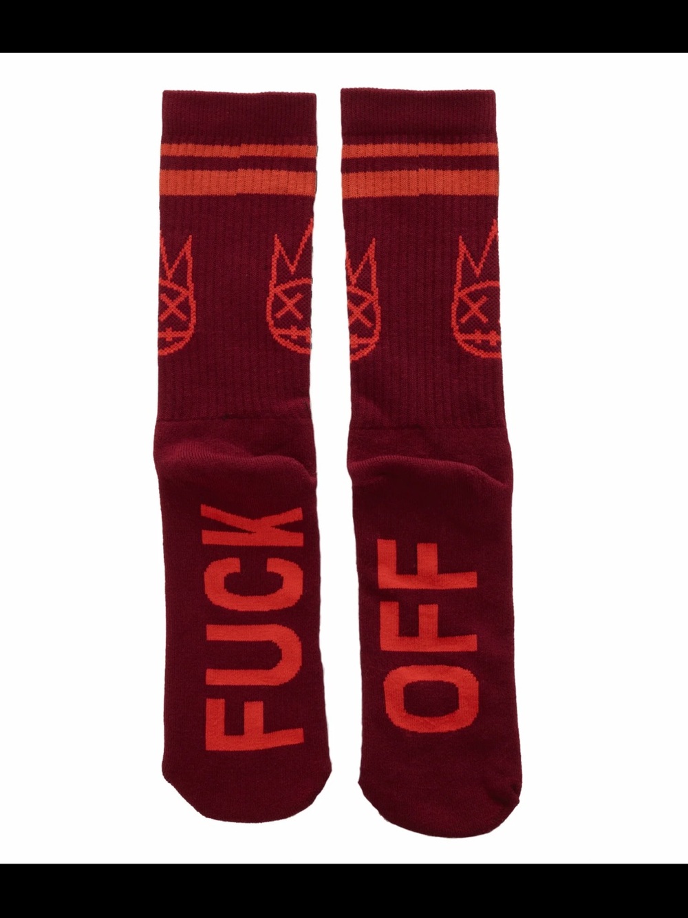 Cult of Individuality Maroon Crew Socks with Orange Accents